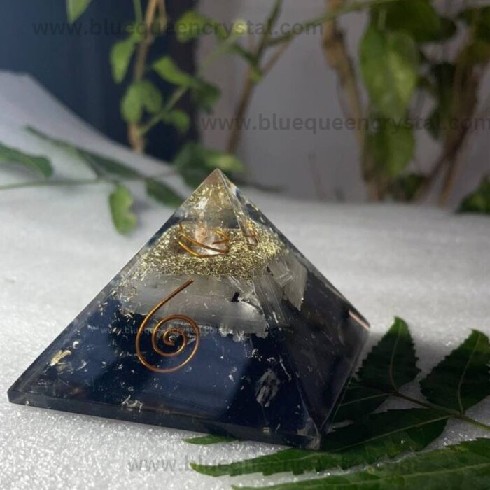 black tourmaline and selenite orgone pyramid