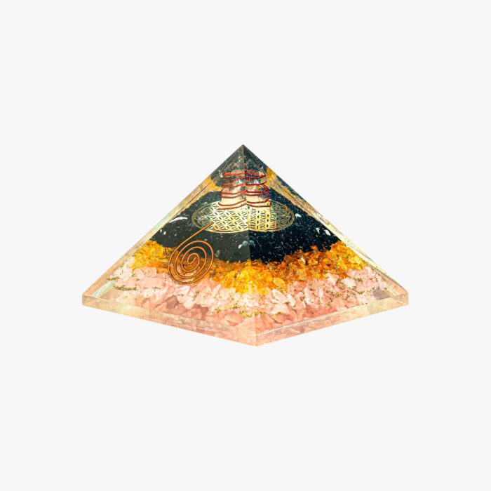 Black Tourmaline,Citrine,Rose Quartz,Orgone Pyramid