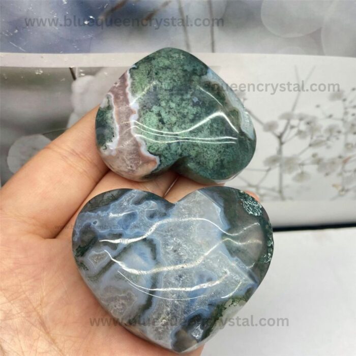 Buy Moss agate hearts online