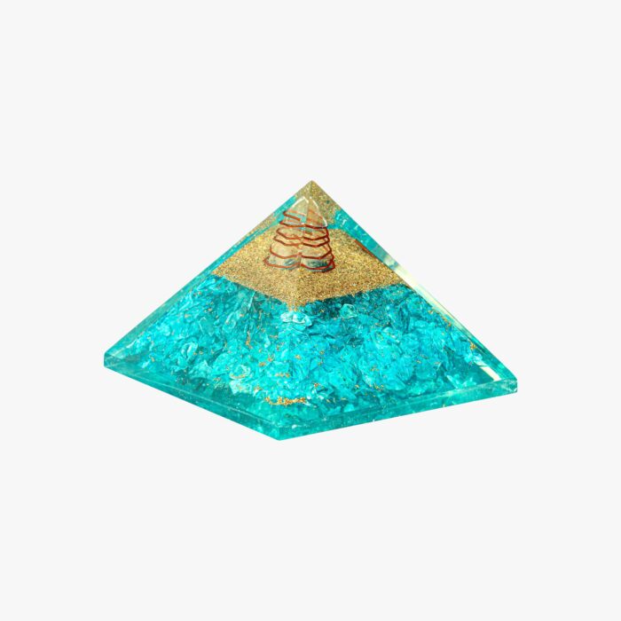 Aquamarine And Clear Crystal Orgone Pyramid