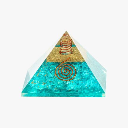 Aquamarine And Clear Crystal Orgone Pyramid