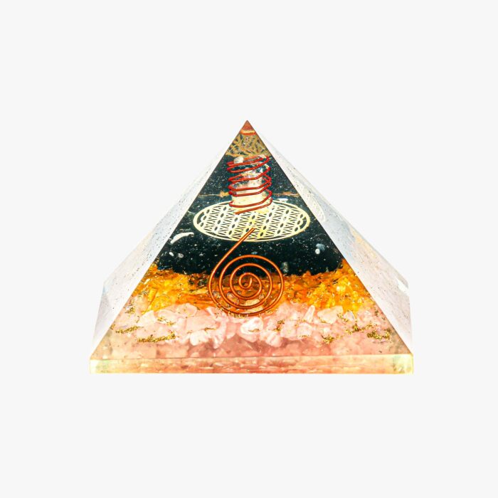 Black Tourmaline,Citrine,Rose Quartz,Orgone Pyramid