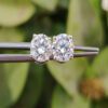 Round Hearts and Arrow Cut Colorless Stud Earrings