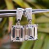Emerald Step Cut Emerald Baguette Classic Dangle Drop Earrings